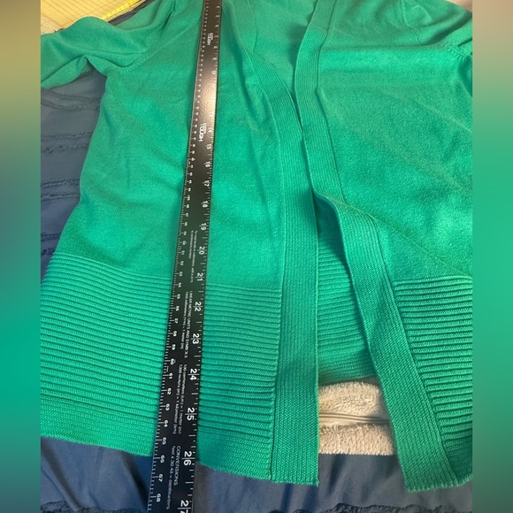 Talbots Kelly Green Open Front Cotton Cardigan Sweater Ladies Large Petite - Picture 8 of 10